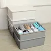Caixa de organizador de roupa íntima de plástico para armadilha de sutiãs de armário caixa de armazenamento com capa recipiente de gaveta meias divisor separador de divisor Y200111