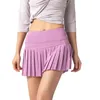 Tennis Rok Lu Yoga Outfits Shorts Gym Kleding Dames Running Sports Fitness Golf Rokken met Pocket Sexy Broek Ademend geplooide rok