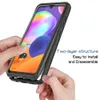 Heavy Duty Full Protection ShockoProof Fodral för Samsung Galaxy A31 Soft TPU + PET Front Film Transparent Acrylic Hard PC Back Cover