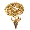 Природные камни Амазонит себе ожерелья богемского Племенной черепа ювелирных изделий Длинные цепи Хорн ожерелье мода весна