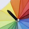 Rainbow Umbrella Windproof Fashion Automatic Long Handle Straight Anti-UV Sun Rain 16K Umbrellas JJA12420