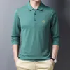 Ymwmhu Fashion Men Polo Shirt Long Sleeve Korean Fashion Clothing Casual Solid Graphic Printed Male Polo Shirt Slim Fit Tops 220309