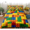 Toy Print Literie Set Dot Building Blocks Couverture de couette Enfants Boy Couverture de lit Briques colorées Jeu Linge de lit Housse de couette 201022