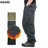 Men Winter Autumn Fleece Thick Cargo Pants Military Tactical Multi Pocket Waterproof Outwear Overalls Hiking Work Casual Pants H1223