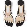 Summer Luxury Amara Women Sandal Pearl Strap Slippers Chunky Heel Square Toe Mule Lady Pumps Dress Party Wedding EU35-43.Box