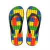Индивидуальные женщины квартиры дома тапочки тапочки тапочки 3d 3d тетрис печать летняя мода пляжные сандалии для женщин дамы шлепанцы резиновые flipflops n3pd #
