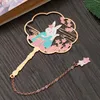 Chinese Style Brass Peacock Bookmark Group Fan Book Clip Pagination Mark Metal Tassel Stationery School Office Supplies2672198