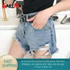 Garemay Kvinnors Sommar Shorts Denim Sexig Ljus Blå Distressed Hight Waisted Black Ripped Jeans Sexig Kort för Kvinnor LJ200815