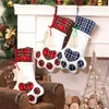 Christmas Stockings Gift Bag Decor for New Year 2020 Plaid Christmas Gift Bags Pet Stocking Socks Xmas Tree Hanging Pendant1286B