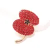 British Kate Middlton Poppy Flower Brooch Festival Party Supplies UK Remembrance Day Red Diamante Crystal Breastpin