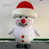 Costume da pupazzo di neve gonfiabile paffuto indossabile bianco Abbigliamento natalizio divertente che cammina abiti da pupazzo di neve gonfiabili per eventi di promozione invernale