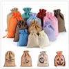 Multi tailles lin cordon organisateur bijoux cadeaux sacs promotion commerciale en gros jute paquet sac cadeau pochettes logo personnalisé