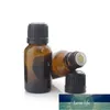 12PCS 15ML قابلة لإعادة الملء العنبر الزجاج اليورو زجاجة قطارة مع فتحة المخفض العبث الغطاء الواضح للزيوت الروائح الأساسية