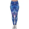 Nuove ghette delle donne di modo foglie tropicali stampa blu fitness legging sexy silm legins vita alta stretch pantaloni pantaloni 201202