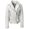 Lautaro Printemps court noir blanc veste de moto en cuir femme manches longues plus taille veste de motard en faux cuir femme 6XL 7XL 201029