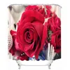 3D Sexy Rose Rouge Rideaux De Douche Fleur Motif Salle De Bains Rideau Étanche Épaissie Rideau De Bain Personnalisable T200711