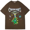 Homens camisetas 2021 Verão New Alien Cartoon Imprimir Manga Curta Algodão Solta T-shirt Casual