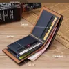 Vintage Mannen Lederen Portemonnee Merk Luxe Horizontale Stijl Multi-kaart PositieShort Slanke Mannelijke Portemonnees Geld Geld Clip Creditcard Portefeuille Portefeuilles Portemonnee