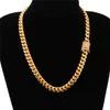 12-18 mm bred rostfritt stål kubanska Miami-kedjor halsband cz zirkonlåda låsar stor tung guldkedja för män hiphop rock smycken261l