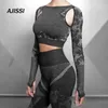 Sport Fitness Yoga Perness Set Suit Camouflage Workout Clothes Gym for Women Leggings Legal de ioga de manga longa respirável LJ200815