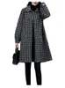 Women's Wool & Blends FTLZZ Autumn Winter Women Long Sleeve Loose Plaid Casual Coat Plus Size Medium Length Tweed Single Breasted Bery22