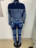 Women's Jeans CM.YAYA Women Patchwork Denim Pants Retro Sexy Ripped Pencil Panelled Trousers Street Skinny High Waist Lady Jean