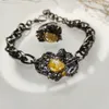 Set di anelli per bracciale a catena spessa regolabile Set di gioielli con pietra a goccia grande da 2 pezzi per donna5849210