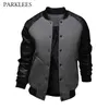 veste de baseball homme noire manches en cuir