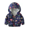 Jaqueta infantil primavera e outono nova roupa de crianças menino menino dinossauro com capuz outerwear desenhos animados casaco à prova de vento menino casacos 20116