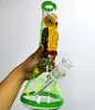 Owl Pattern Colorful Painting Beaker Glass Bong Hookahs 14 inch hand-painted luminous bongs thick water pipes