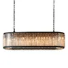 American RH Lustre K9 Crystal Chandeliers Led Pendant Lamp Dining Room Hanging Retro Matte Black Metal Adjustable Drop Light