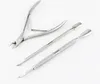 Nail Cuticle Pusher Spoon Scissor Stainless Steel Dead Skin Remover Cutter Nipper Clipper Cut Set Nail Tools 3Pcs/Set