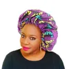 Moda Drukuj Duży Rozmiar Turbanu Czapki Afryki Satin Hidżab Muzułmańska Ankara Dashiki Night Sleep Cap Women Flower Head Scarf