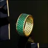 Obrączki ślubne Biżuteria Cwwzyrcensy Chic Micro Pave Green Blue Black Cubic Cyrkonia Kamień Damska Round Love Engagement Party R163 220115 Drop D