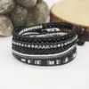 Drop Shipping Boho 5 volte Wrap Black Crystal A gate Bracciale con perline Mix con catena in acciaio inossidabile per uomo e donna Y200730