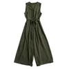 Yaz Zarif Tulum Kadın Harajuku Siyah Yeşil Kolsuz Yüksek Bel Ince Geniş Bacak Tulum Pantolon Kadın Moda Giyim Genel T200704
