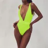 Costume da bagno intero 2019 Costume da bagno donna sexy con scollo a V profondo Costume da bagno ritagliato Costumi da bagno Abbigliamento da spiaggia Costume da bagno Maillot de Bain Monokini T200708