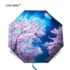 Как дождь складной зонт женский ван гога роспись китайского искусства сакуры зонтики дождь женщины ветрозащитный анти-уклон Sun Parasol YHS03 201130
