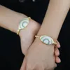 Nytt mode Evil Eye Gold Color Round Tennis Armband Bangle For Women Paled Color CZ Justerbara lyxsmycken för bröllop Engage260A