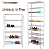 2/4/6/8/10 Tiers Shoe Hängare Metall Plastsko Rack Dammtät Expanderbar Storage Arrangör Multi-Size Display Shelf Cabinet 201030