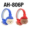 AH-806P Cartoon Teddy Dog Headphones Wireless Headphones Bluetooth Pałąk Cool HiFi Envellation Stereo Słuchawki Studia Słodkie Zestawy słuchawkowe dla chłopców Girls