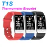 Band Smart T1s com temperatura corporal ECG + PPG Fitness Tracker Pressão arterial Bluetooth Pulseira inteligente relógio para telefone