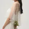 Foulards 2022 Accessoires De Mariage Bolero Cape De Mariée Perles Cape Court Devant Long Dos Femmes Wrap Soirée Châle36213392639