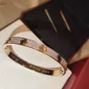 Topp finmärke Pure Sterling Sier smycken för kvinnor Skruvmejsel tjock design rosguld diamant kärlek Bangle Bröllop Engagemang Skruvarmband