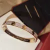 Luxury Top Fine Brand Bangle Pure 925 Sterling Silver Jewelry For Women Screwdriver Thick Design Rose Gold Diamond Love Bangle Wed272M