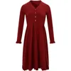 Vente chaude femmes automne hiver robe pull de luxe designer longs pulls robes femmes tricoté classique col en V vintage empire pétoncle robe