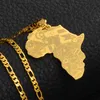 Anniyo Mapa africano com pingente de bandeira, cor prateada e dourada, colares com corrente, mapas africanos, joias para mulheres e homens #035321p255V
