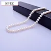 Vit naturlig sötvattenspärlhalsband för kvinnor gåva 8-9mm halsband pärlor smycken 45cm längd halsband mode smycken spez q0531