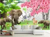 foto personalizado papel de parede 3d mural de papel de parede para decoração papéis de parede casa Quarto Mural sala 3D Cartoon Elephant Fantasia Árvore da Criança
