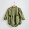 Baby Girl Clothes 02T Long Sleeve Romper Jumpsuits Onepiece New Fashion 100 Organic Cotton Newborn Baby Girl Rompers Y12211141047